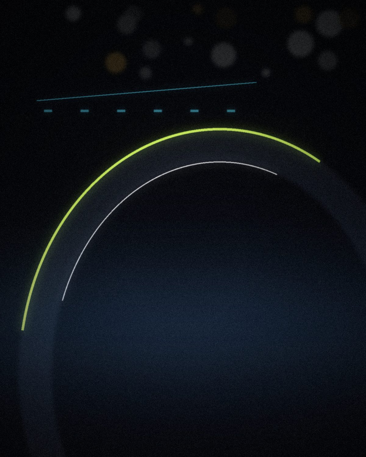 Steering wheel rim lit by a lime edge light at night